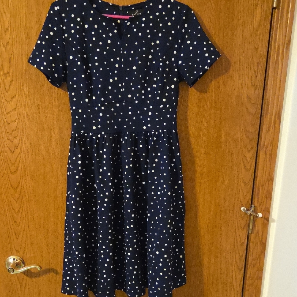 Navy Polka Dot Dress